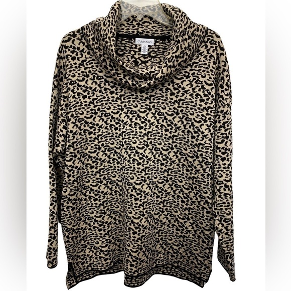 Calvin Klein Animal Print Turtleneck Sweater - Picture 1 of 3